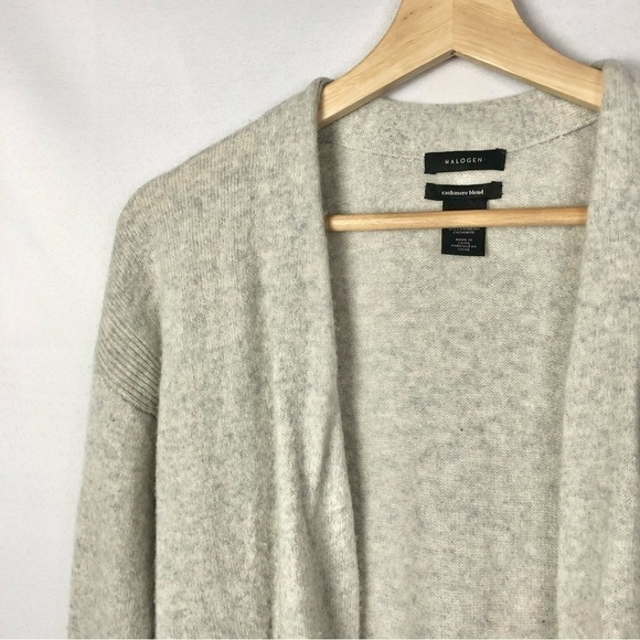 Halogen Light Taupe Wool Cashmere Blend Open Front Cardigan Sweater S - Picture 3 of 3